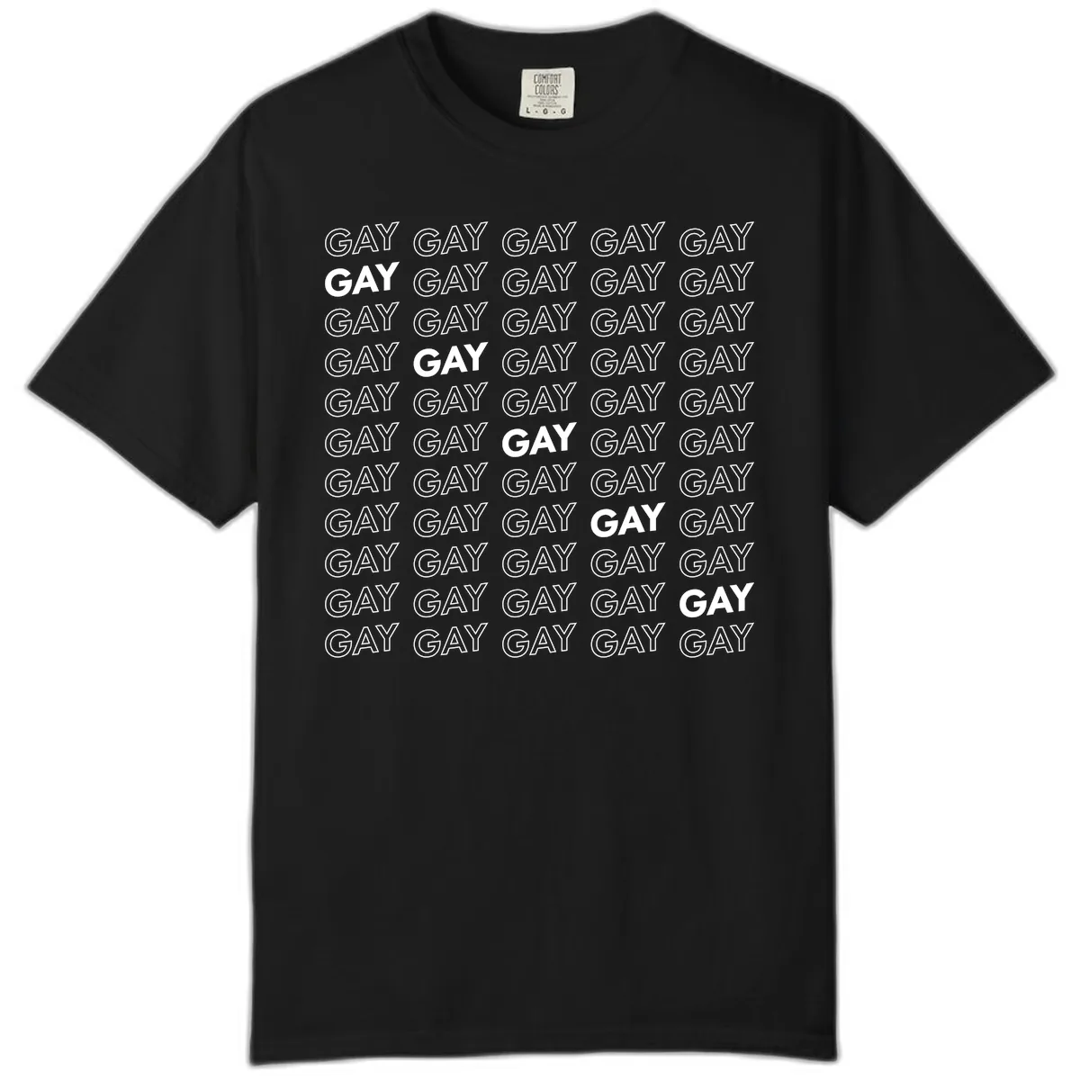 Gay Pride Pattern Repeat Comfort Color in Black