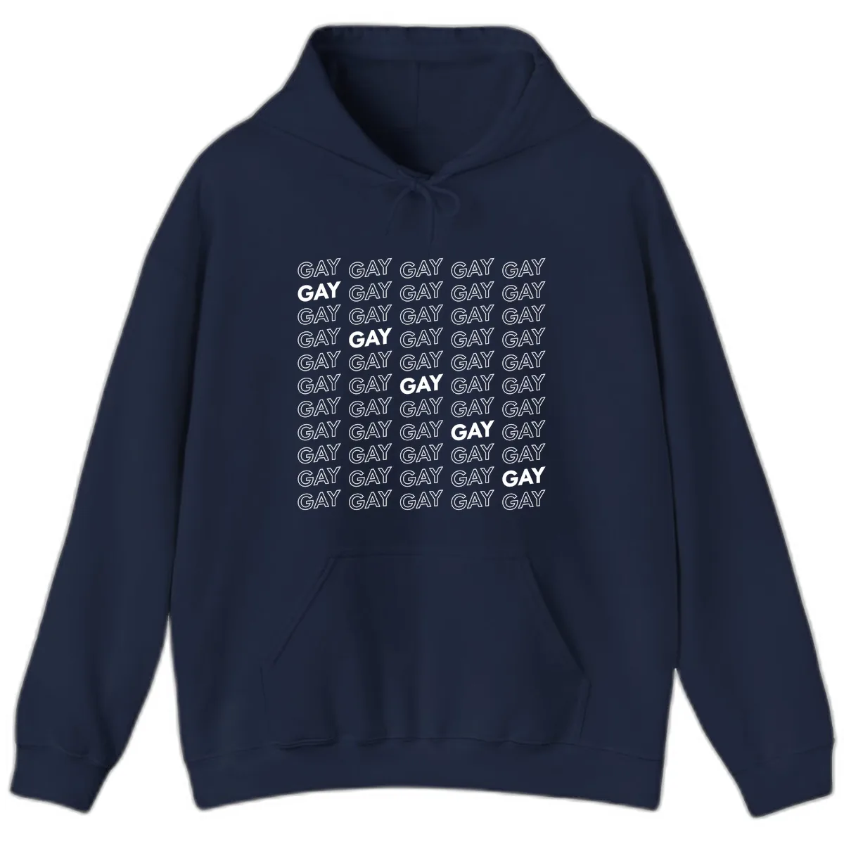 Gay Pride Pattern Repeat Hoodie in Navy