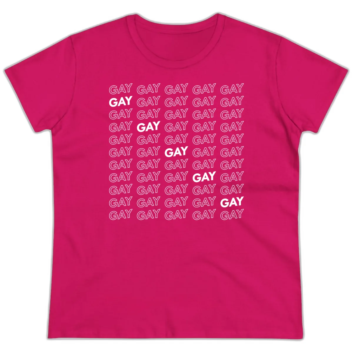 Gay Pride Pattern Repeat Ladies Tee in Heliconia