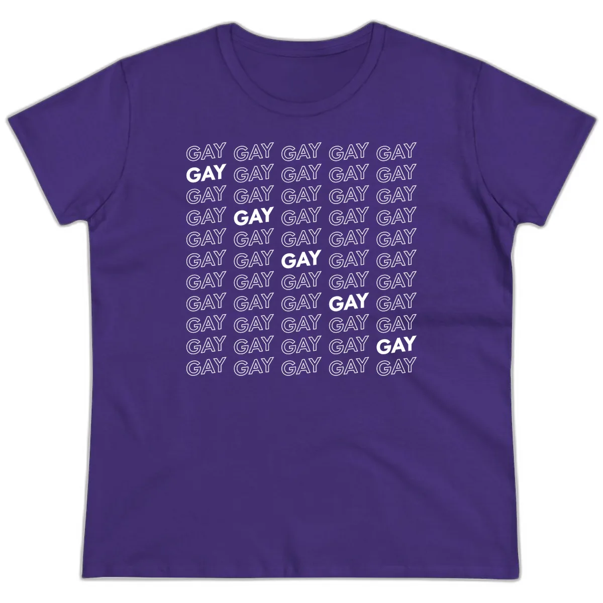 Gay Pride Pattern Repeat Ladies Tee in Purple