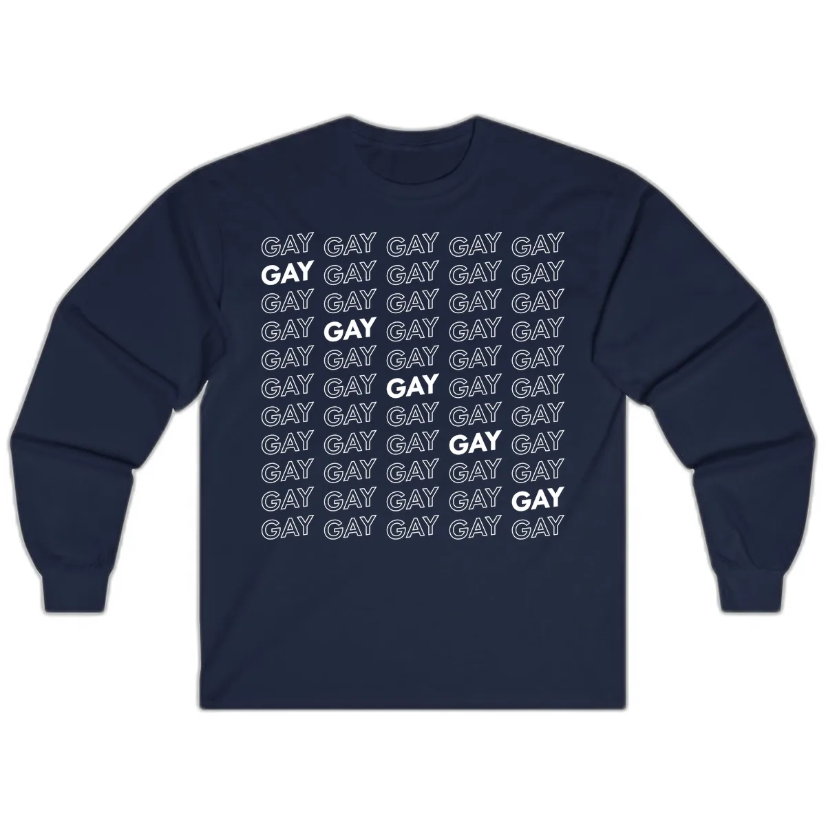 Gay Pride Pattern Repeat Long Sleeve in Navy