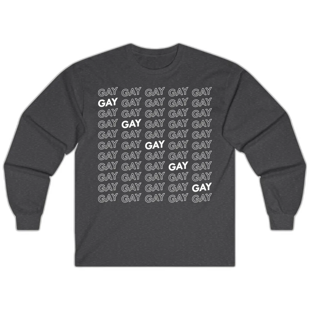 Gay Pride Pattern Repeat Long Sleeve in Dark Heather