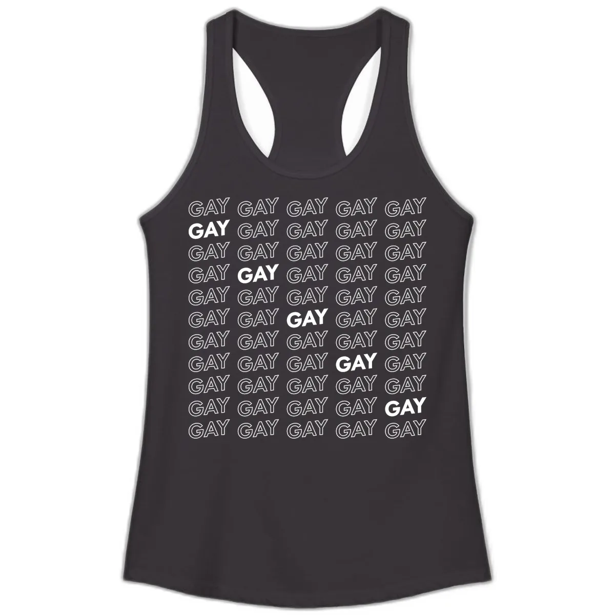 Gay Pride Pattern Repeat Ladies Tank in Black