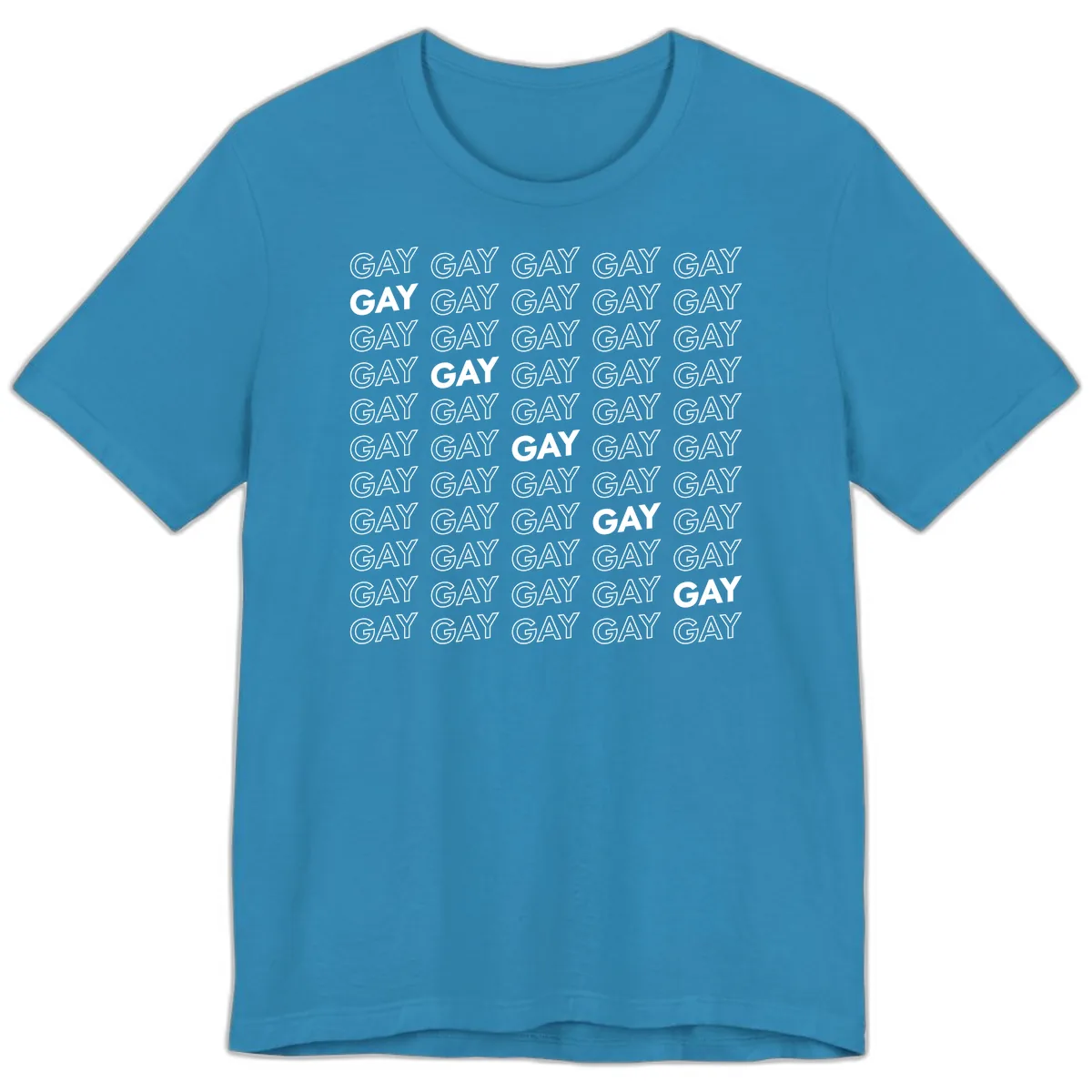 Gay Pride Pattern Repeat Premium T-Shirt in Aqua