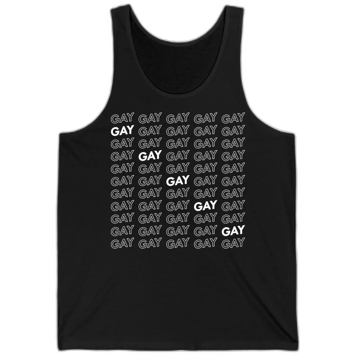 Gay Pride Pattern Repeat Tank in Black