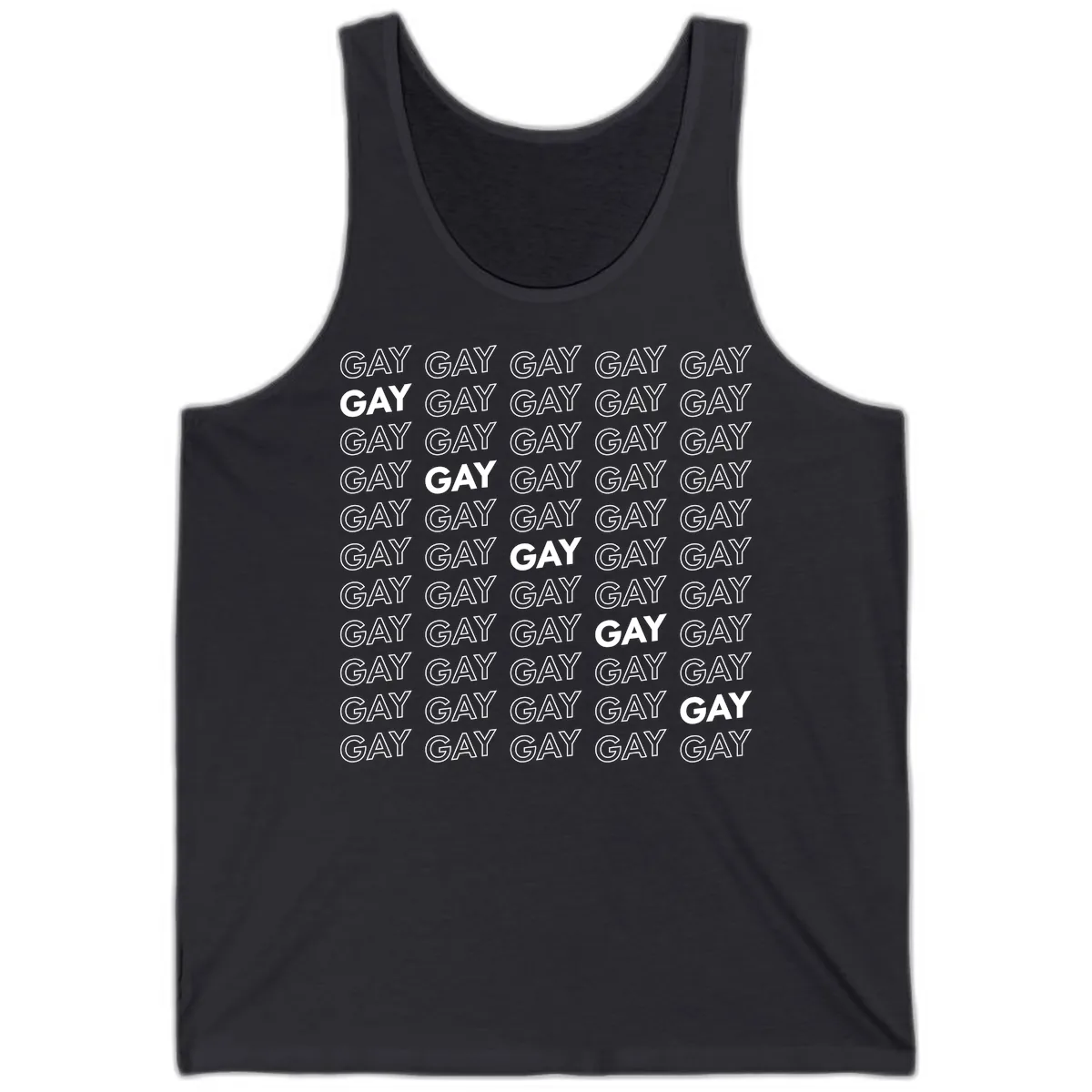 Gay Pride Pattern Repeat Tank in Dark Grey