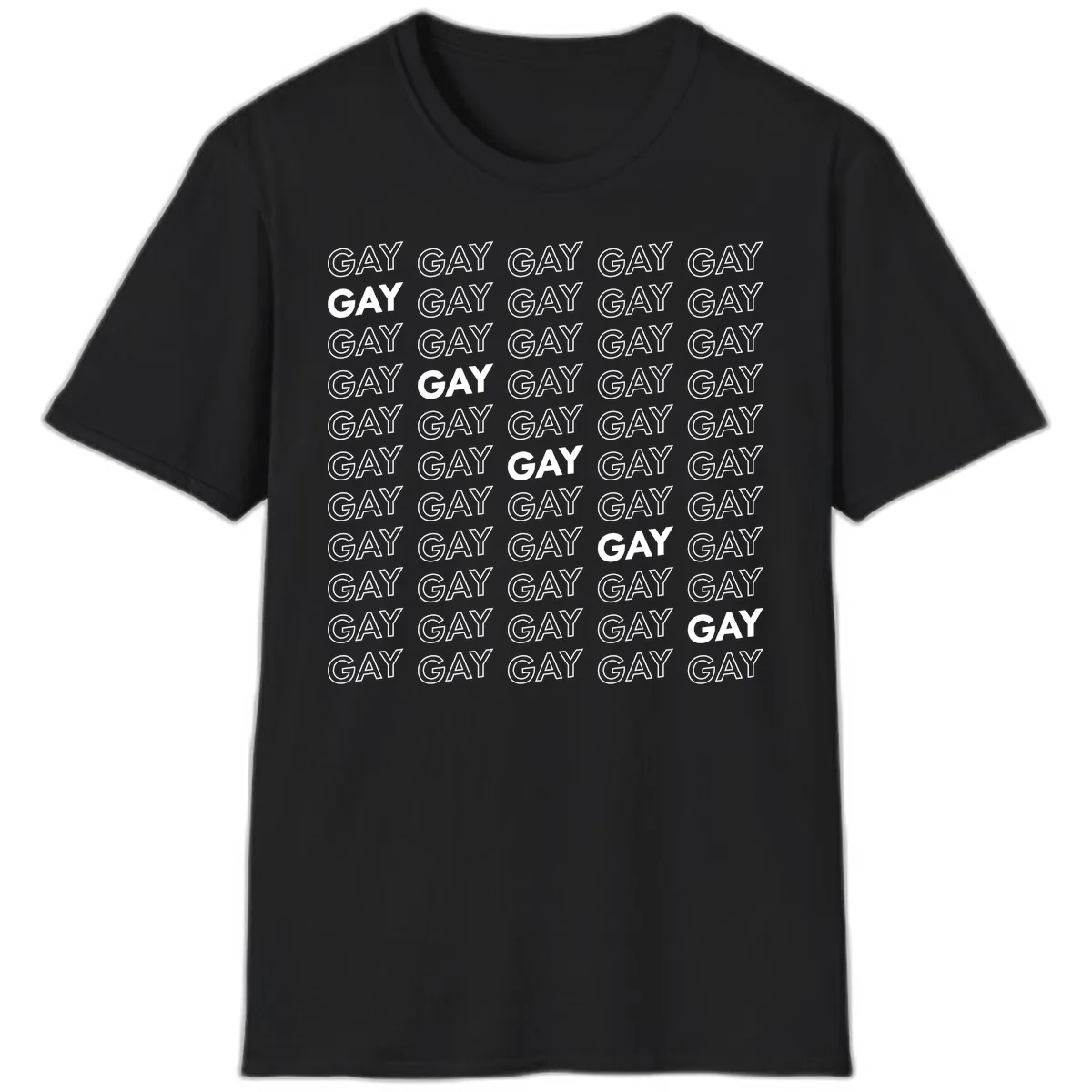 Gay Pride Pattern Repeat T-Shirt in Black