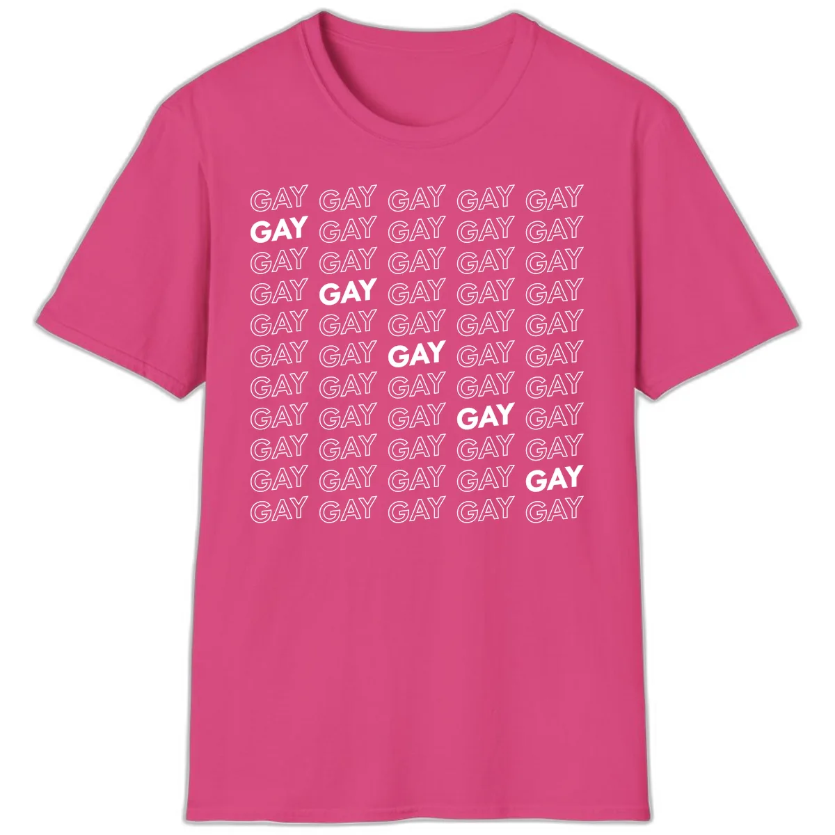 Gay Pride Pattern Repeat T-Shirt in Heliconia