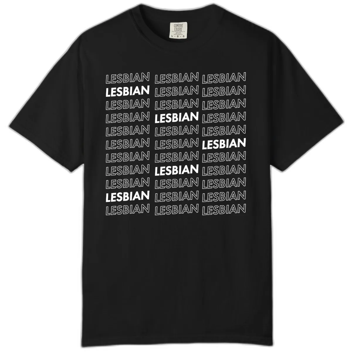 Lesbian Pride Repeat Pattern Comfort Color in Black