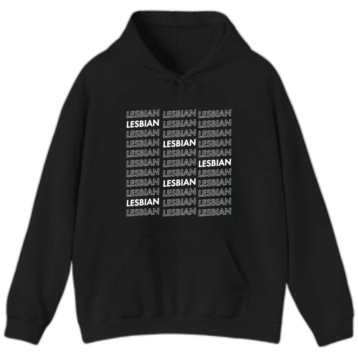 Lesbian Pride Repeat Pattern Hoodie in Black