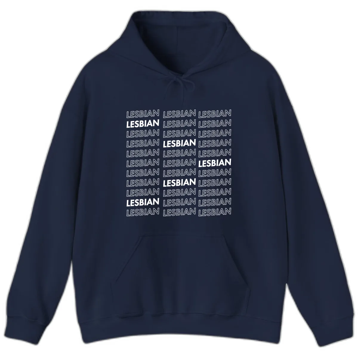 Lesbian Pride Repeat Pattern Hoodie in Navy