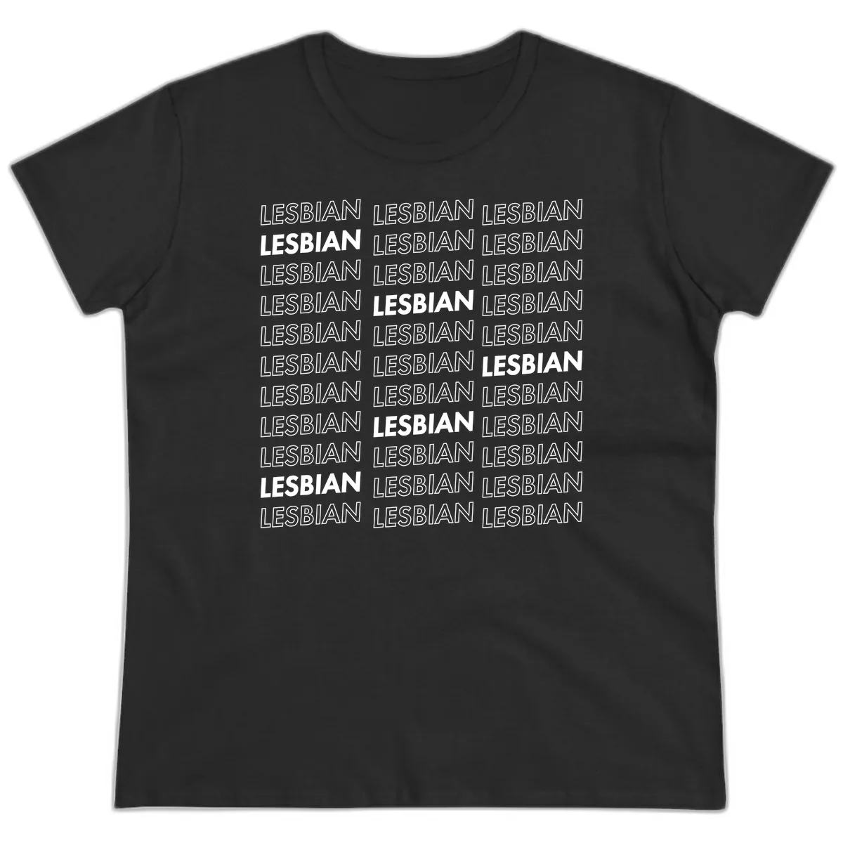 Lesbian Pride Repeat Pattern Ladies Tee in Black