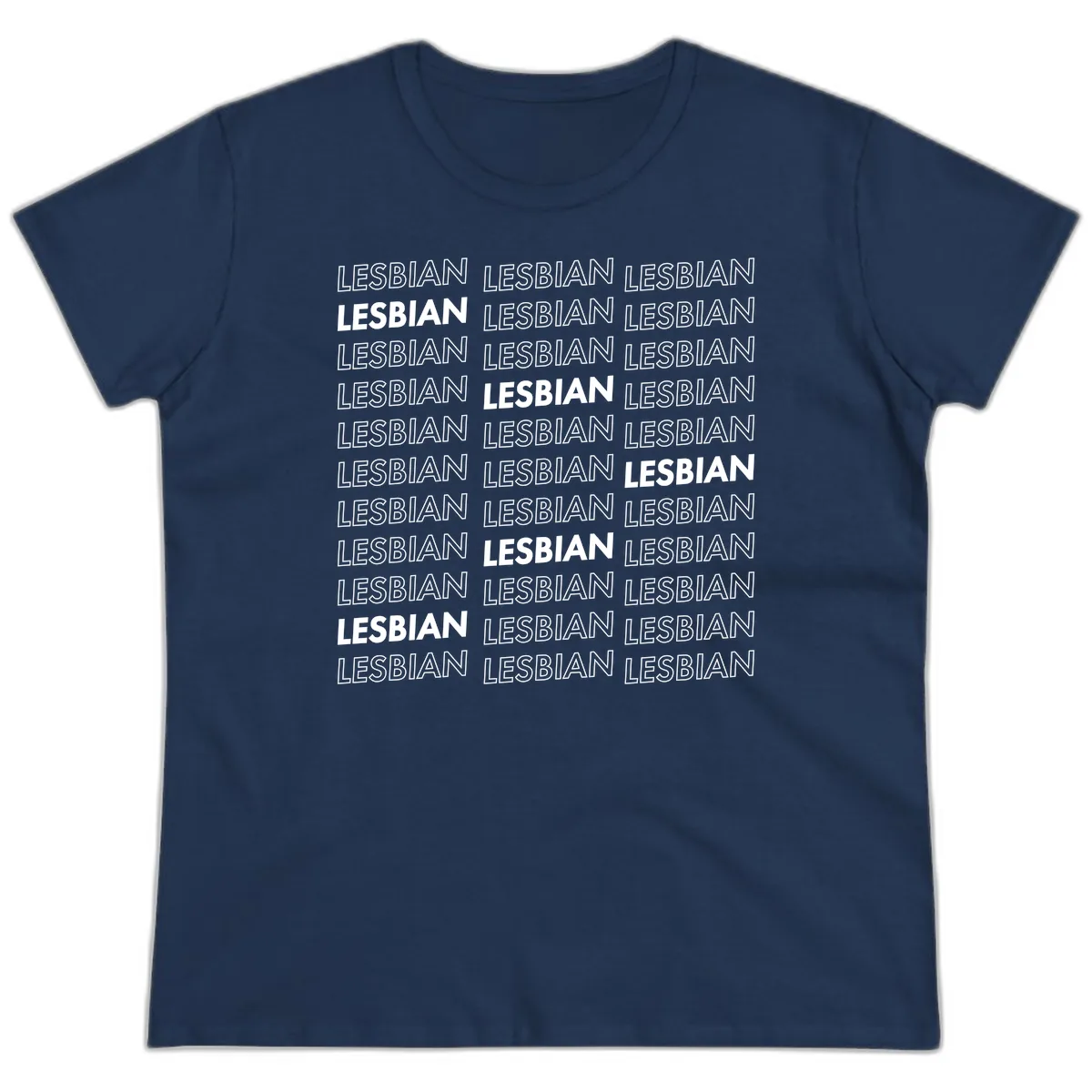 Lesbian Pride Repeat Pattern Ladies Tee in Navy