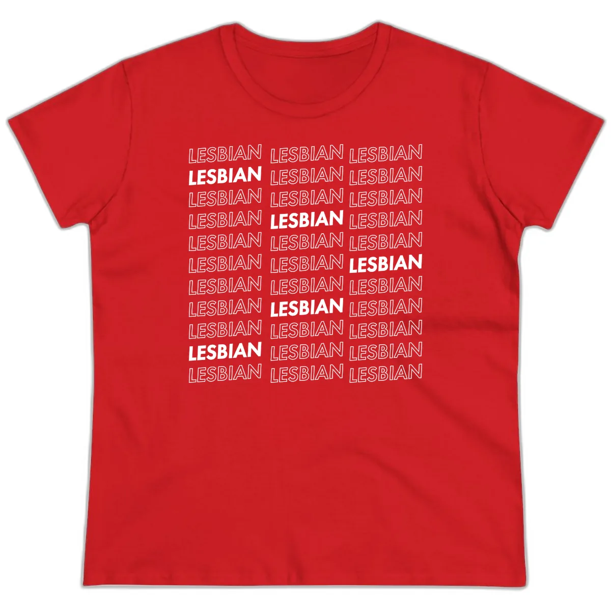 Lesbian Pride Repeat Pattern Ladies Tee in Red