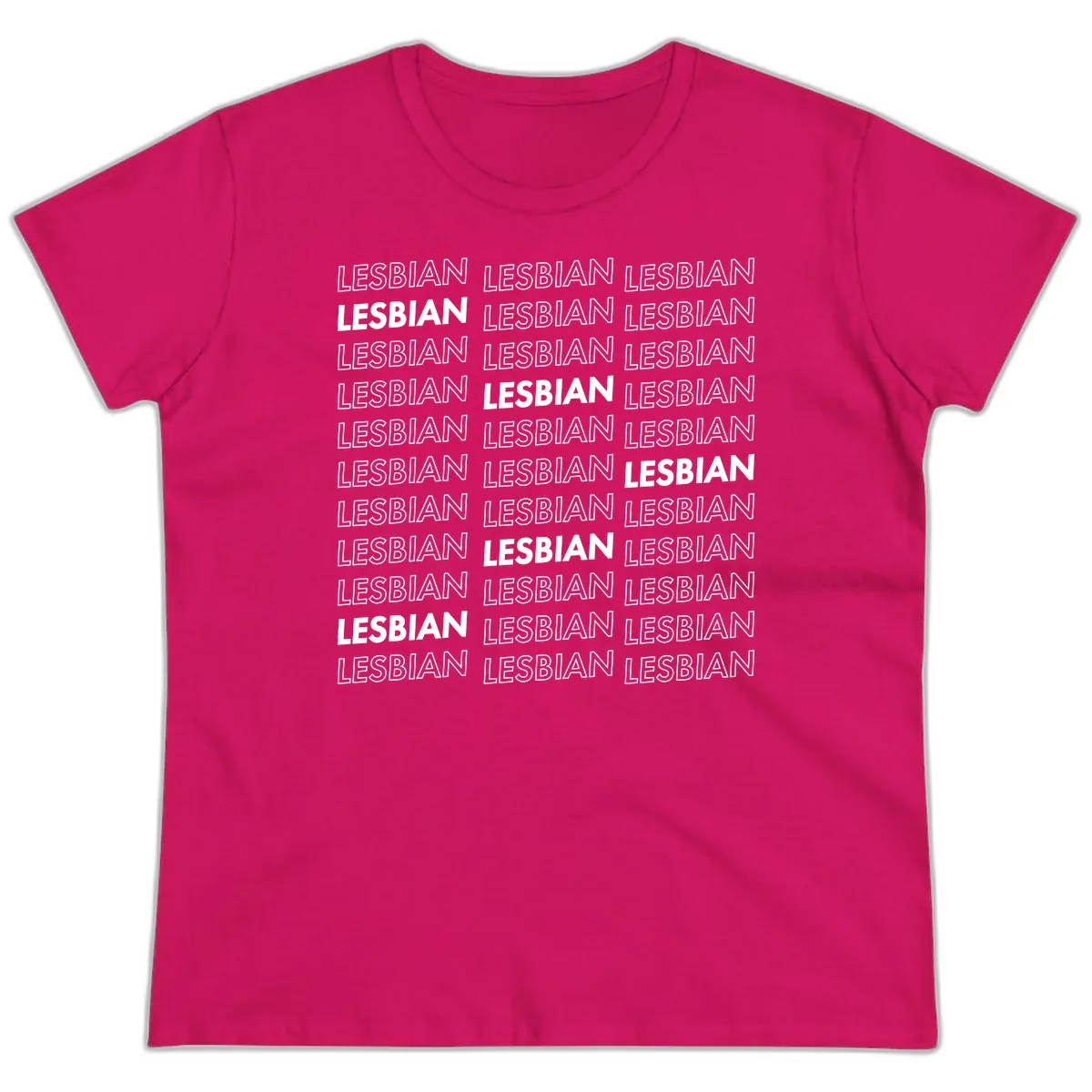 Lesbian Pride Repeat Pattern Ladies Tee in Heliconia