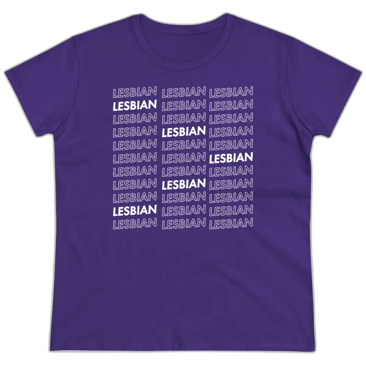 Lesbian Pride Repeat Pattern Ladies Tee in Purple