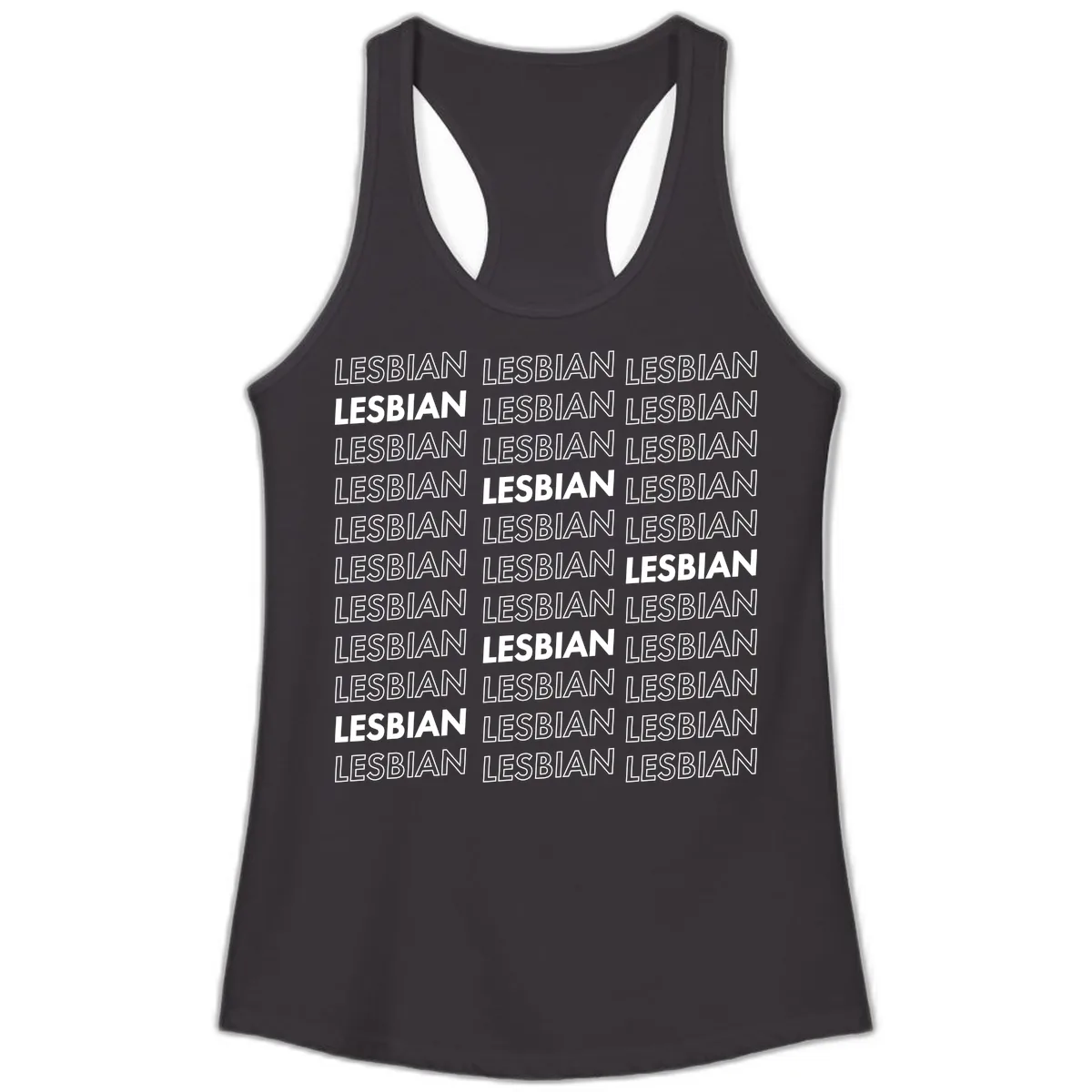 Lesbian Pride Repeat Pattern Ladies Tank in Black