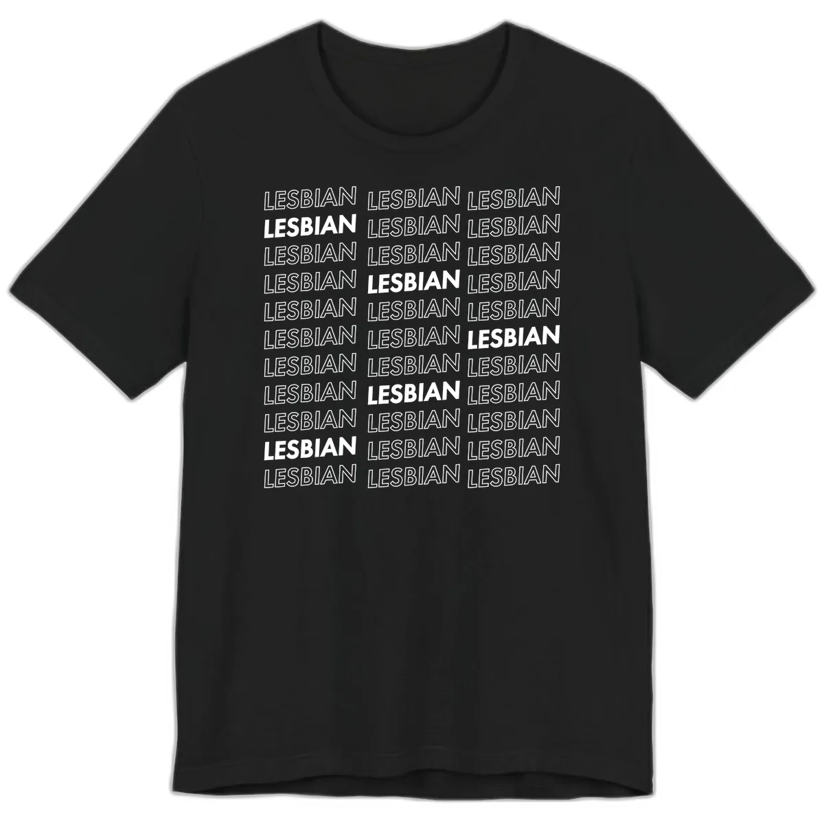 Lesbian Pride Repeat Pattern Premium T-Shirt in Black