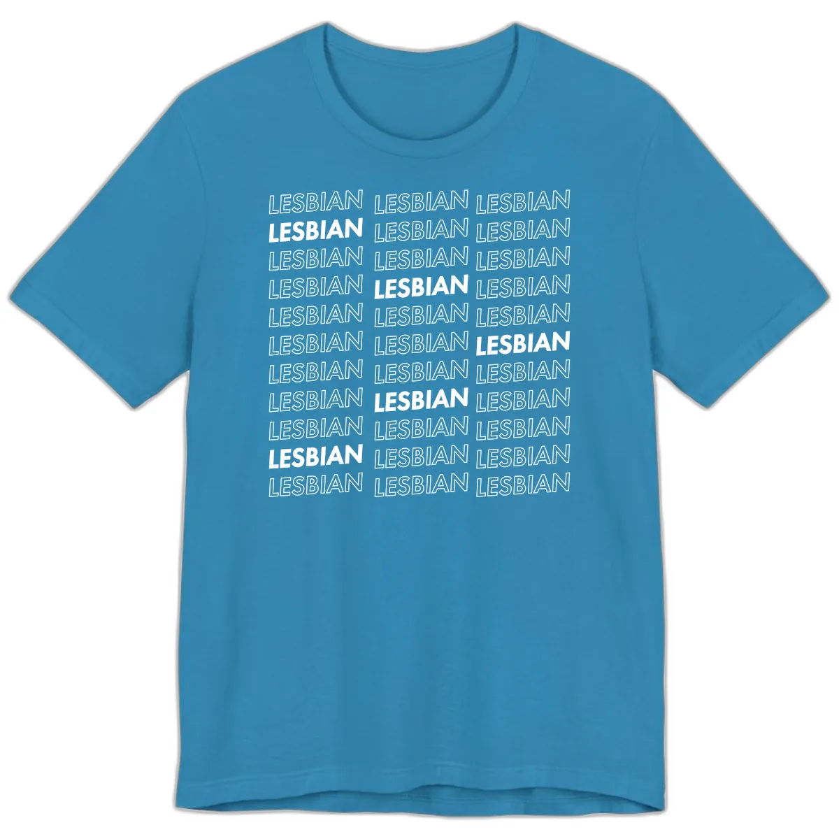 Lesbian Pride Repeat Pattern Premium T-Shirt in Aqua