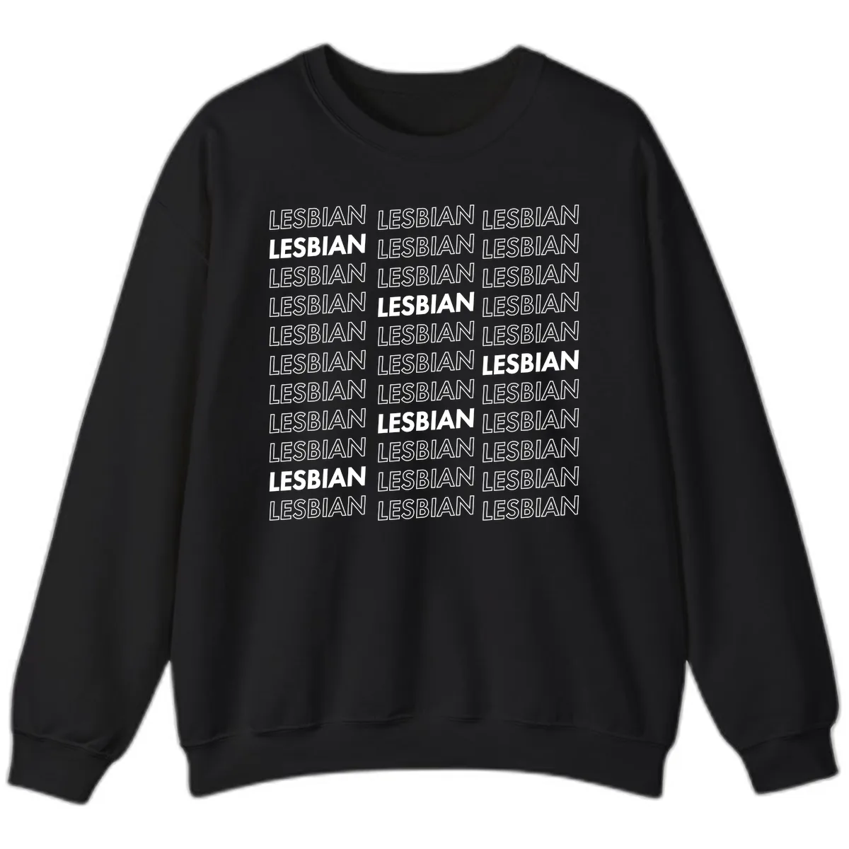 Lesbian Pride Repeat Pattern Sweatshirt in Black