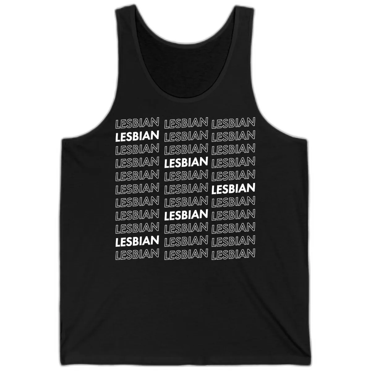 Lesbian Pride Repeat Pattern Tank in Black