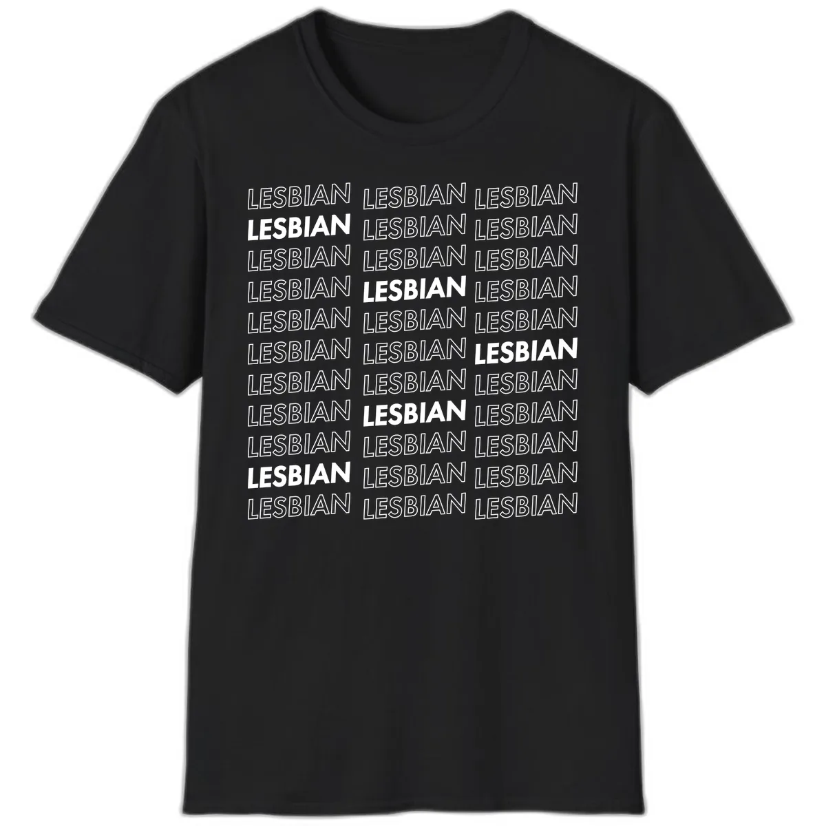Lesbian Pride Repeat Pattern T-Shirt in Black