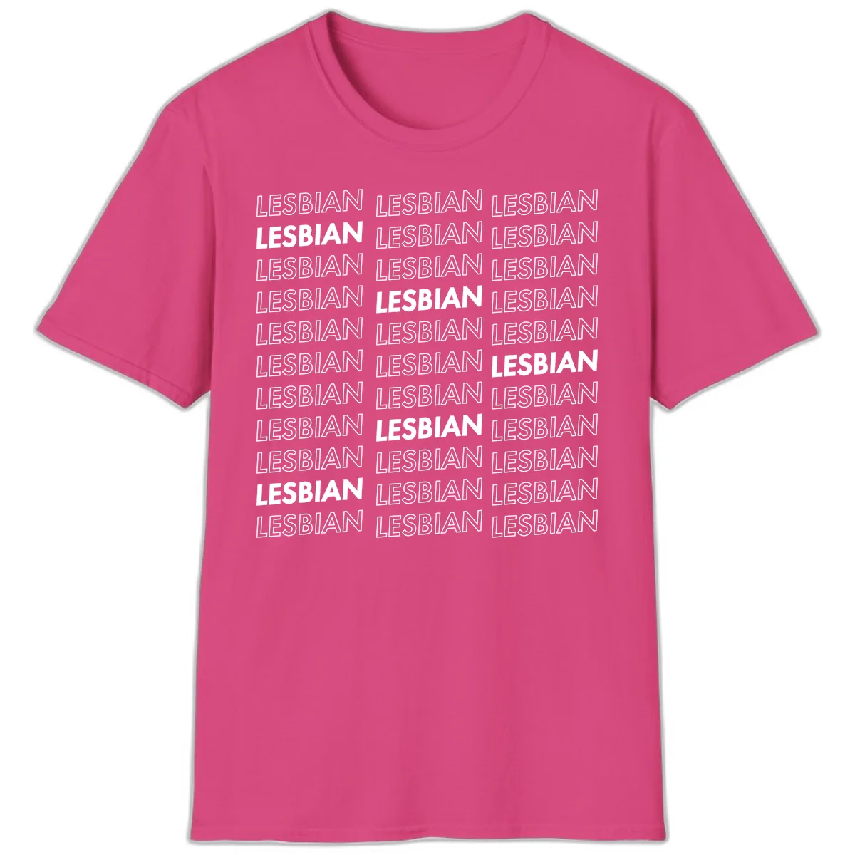 Lesbian Pride Repeat Pattern T-Shirt in Heliconia