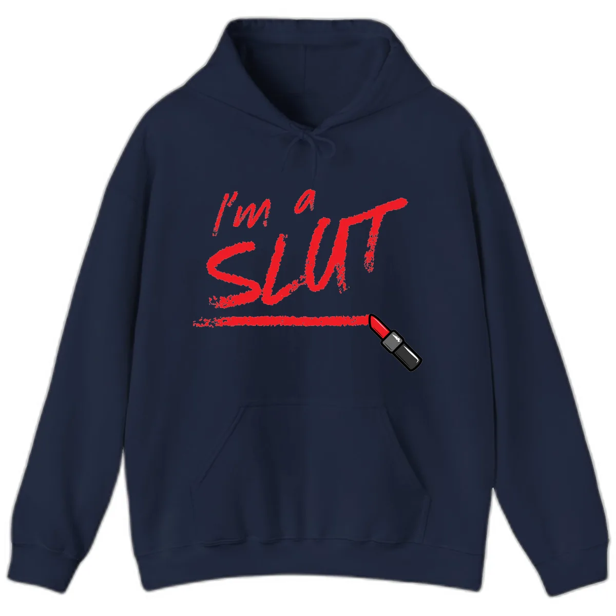 I'm Slut Lipstick Statement Hoodie in Navy