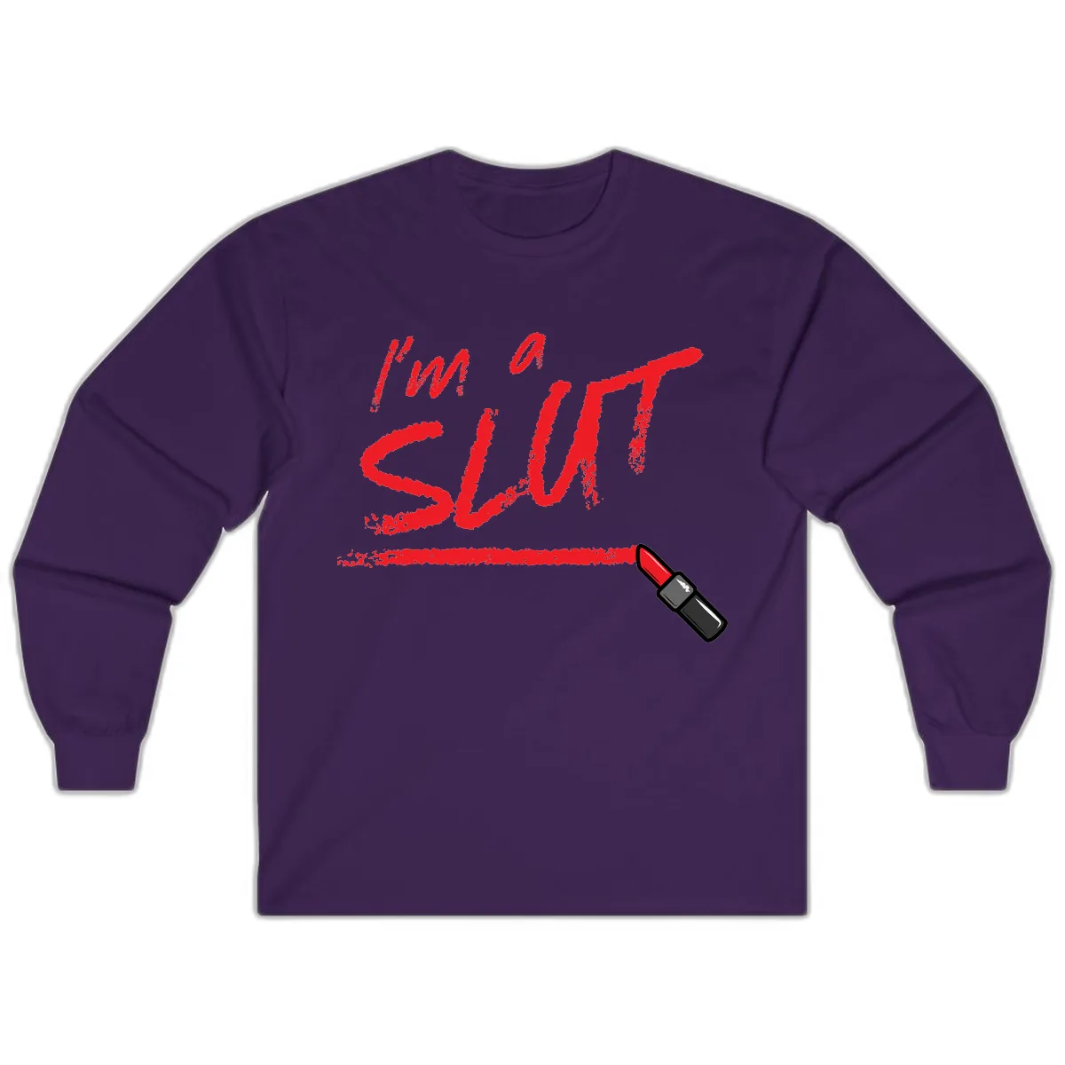 I'm Slut Lipstick Statement Long Sleeve in Purple