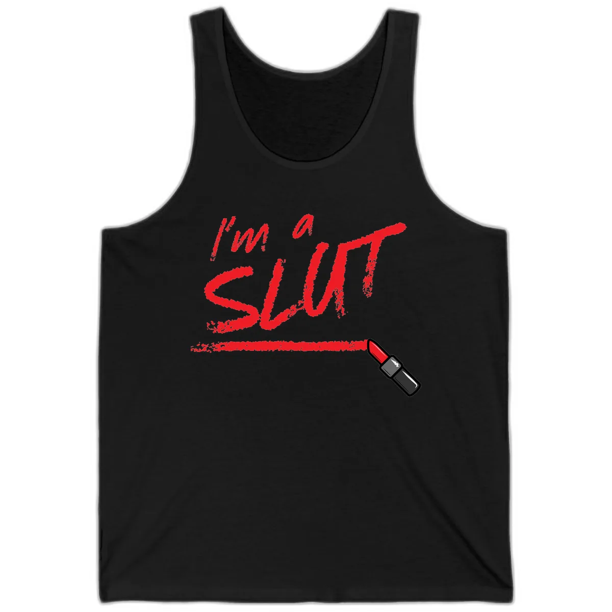 I'm Slut Lipstick Statement Tank in Black