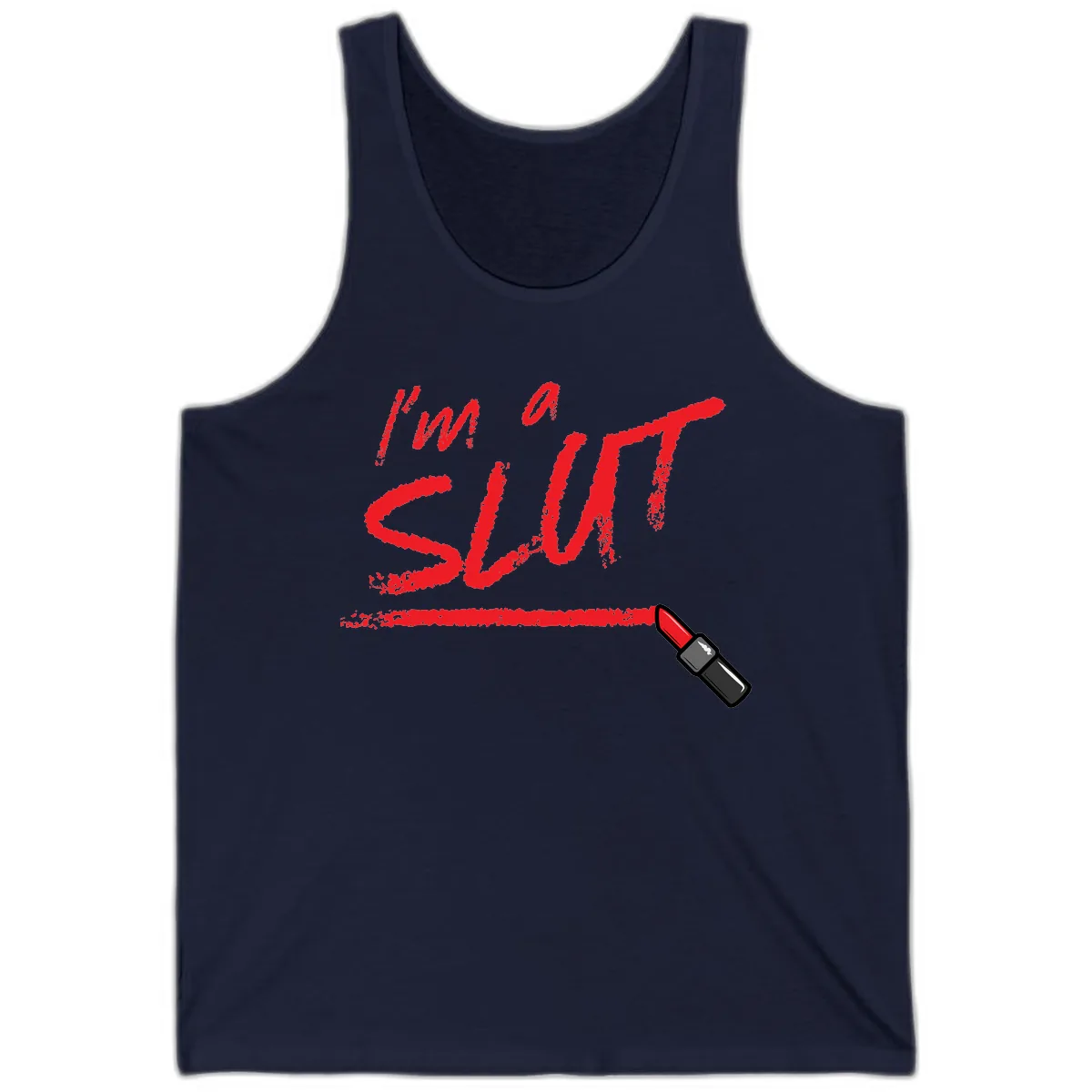 I'm Slut Lipstick Statement Tank in Navy