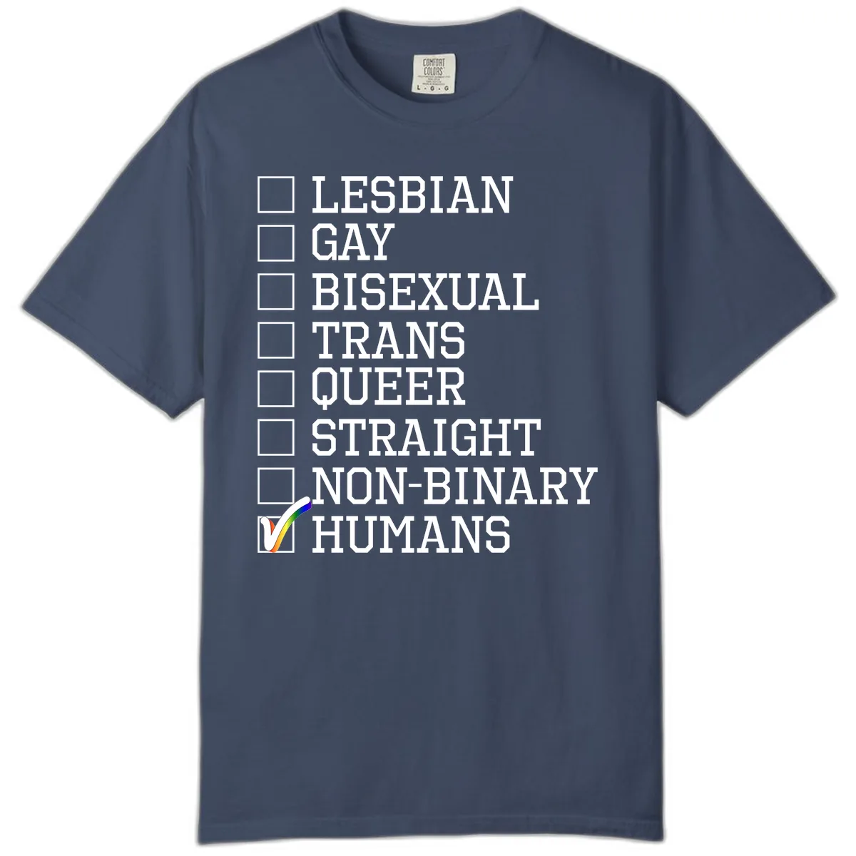 LGBTQ+ Pride Checklist Comfort Color in Midnight