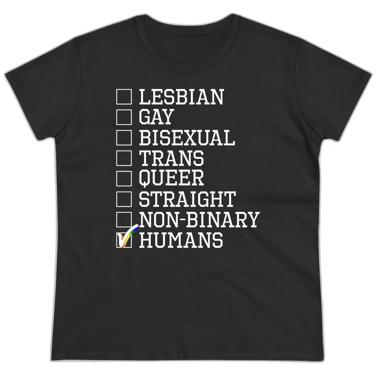 LGBTQ+ Pride Checklist Ladies Tee in Black