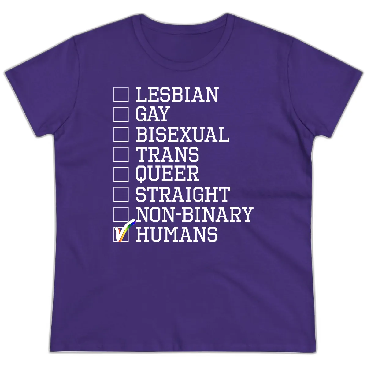 LGBTQ+ Pride Checklist Ladies Tee in Purple