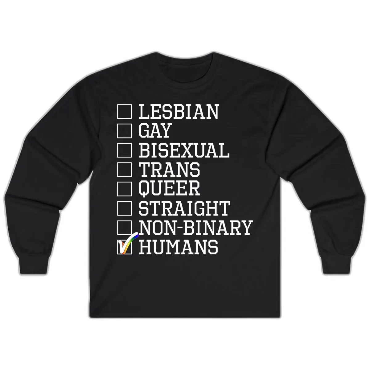 LGBTQ+ Pride Checklist Long Sleeve in Black