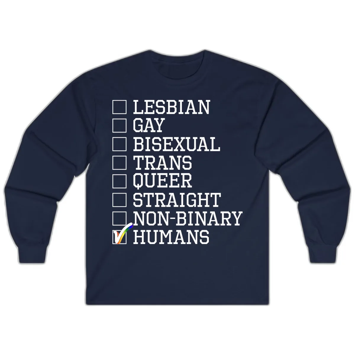 LGBTQ+ Pride Checklist Long Sleeve in Navy