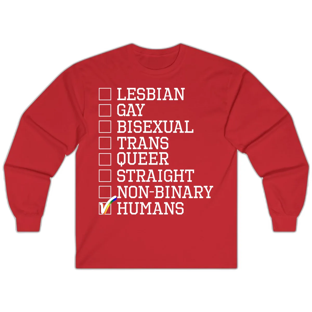 LGBTQ+ Pride Checklist Long Sleeve in Red