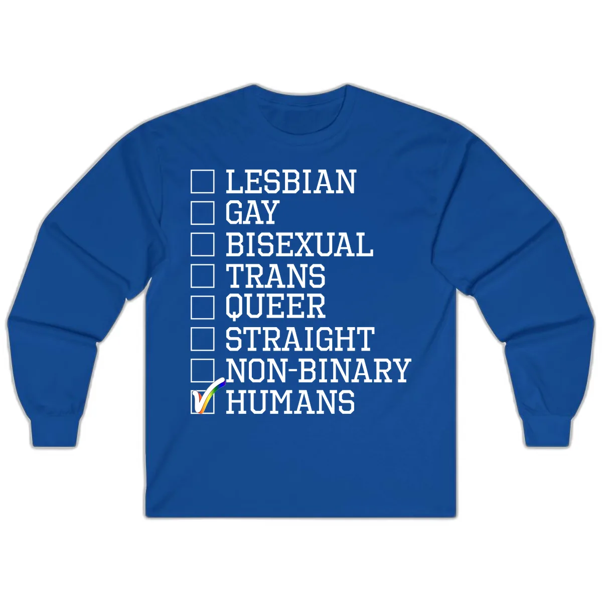 LGBTQ+ Pride Checklist Long Sleeve in Royal