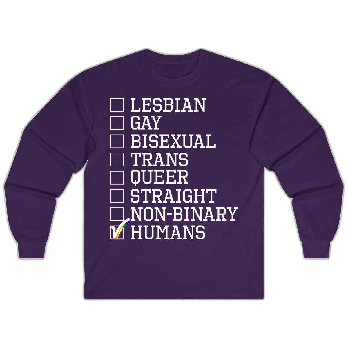 LGBTQ+ Pride Checklist Long Sleeve in Purple