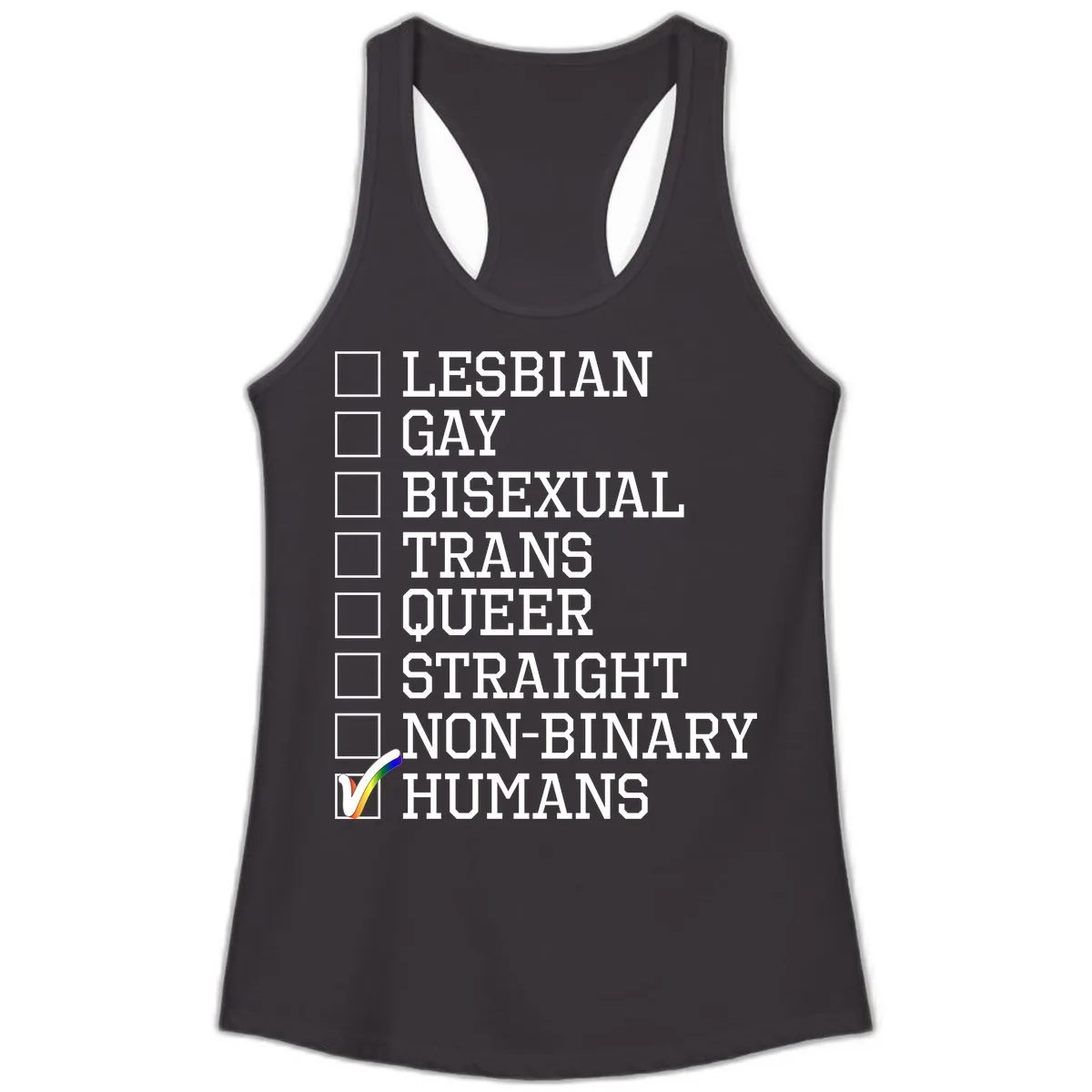 LGBTQ+ Pride Checklist Ladies Tank in Black