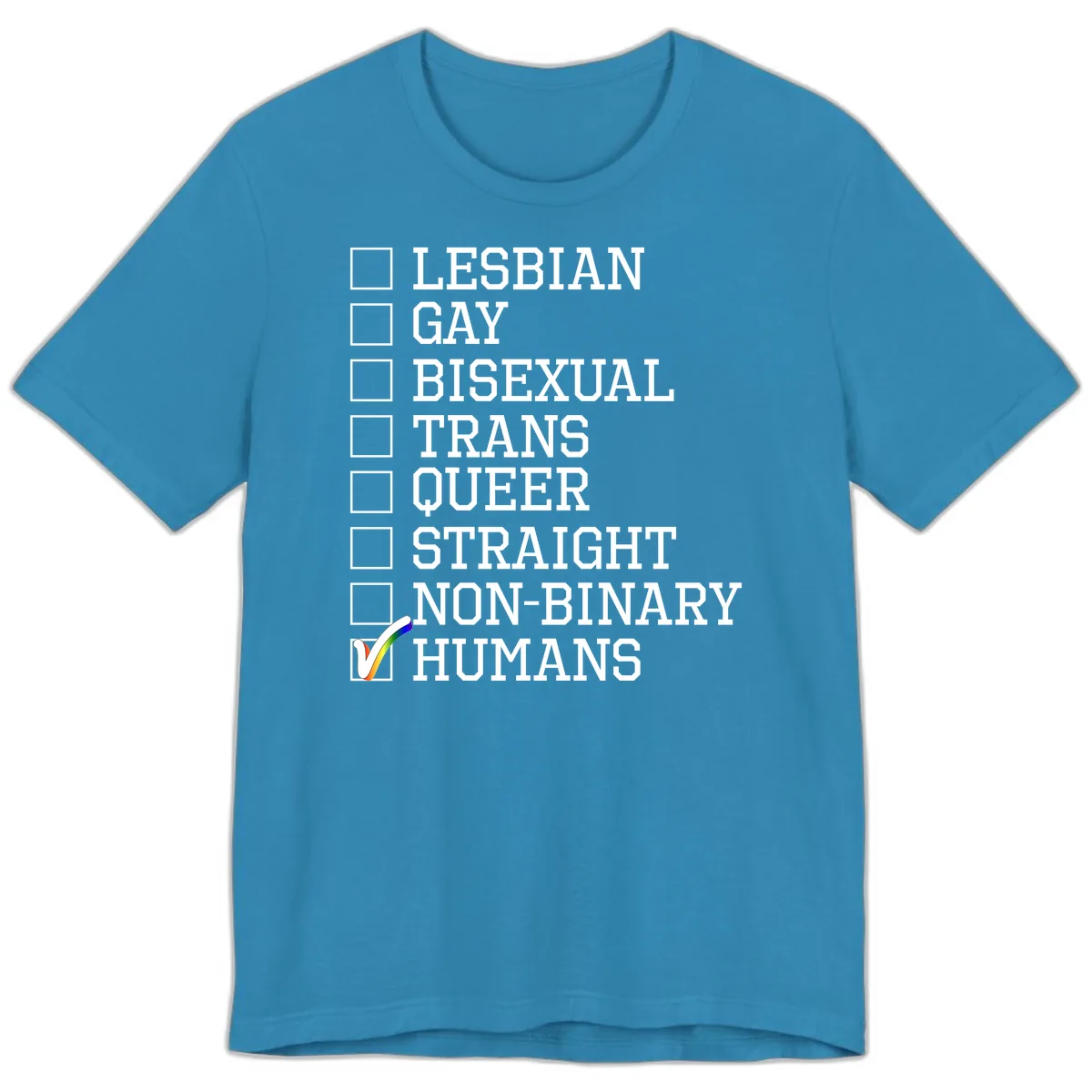 LGBTQ+ Pride Checklist Premium T-Shirt in Aqua