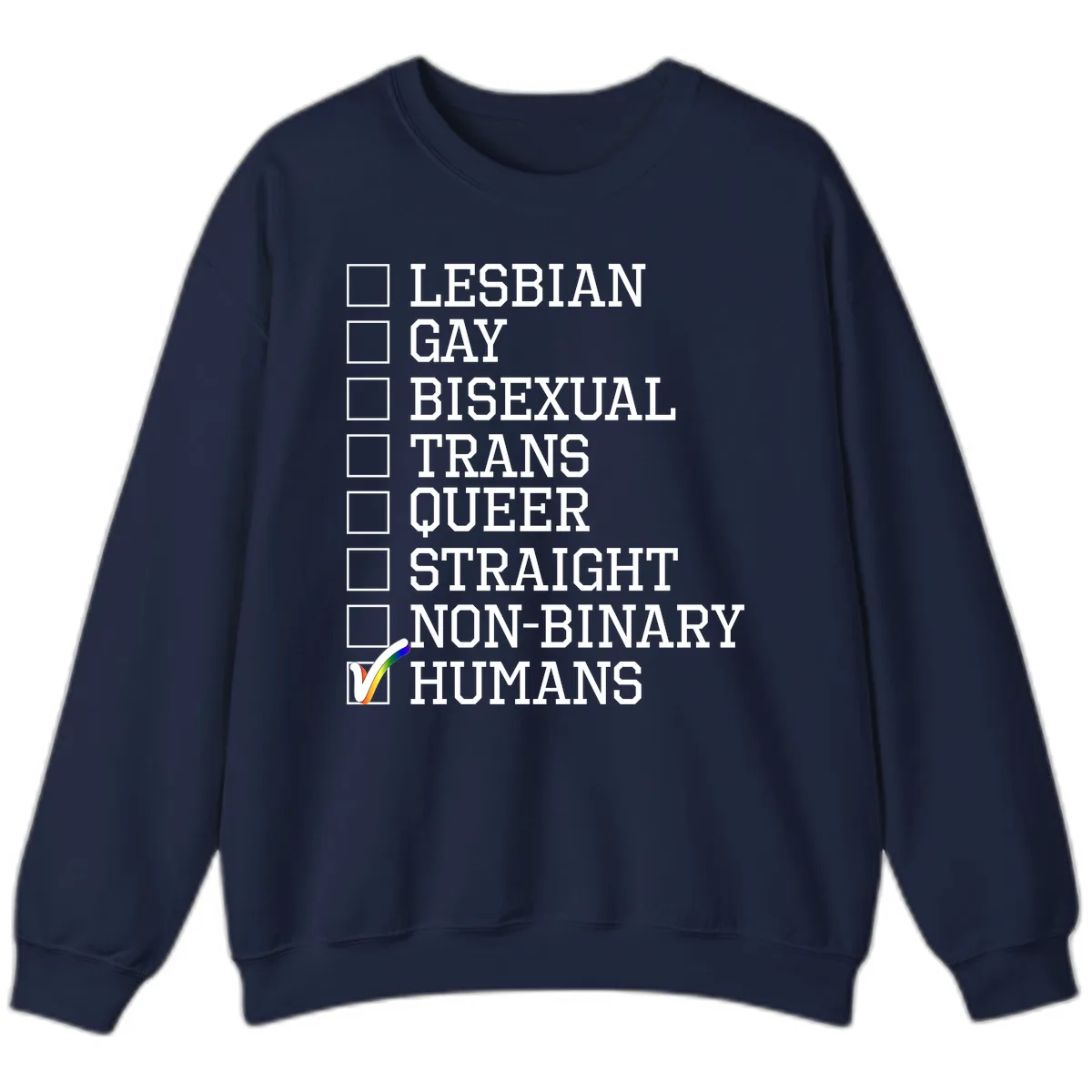 LGBTQ+ Pride Checklist Sweatshirt in Navy