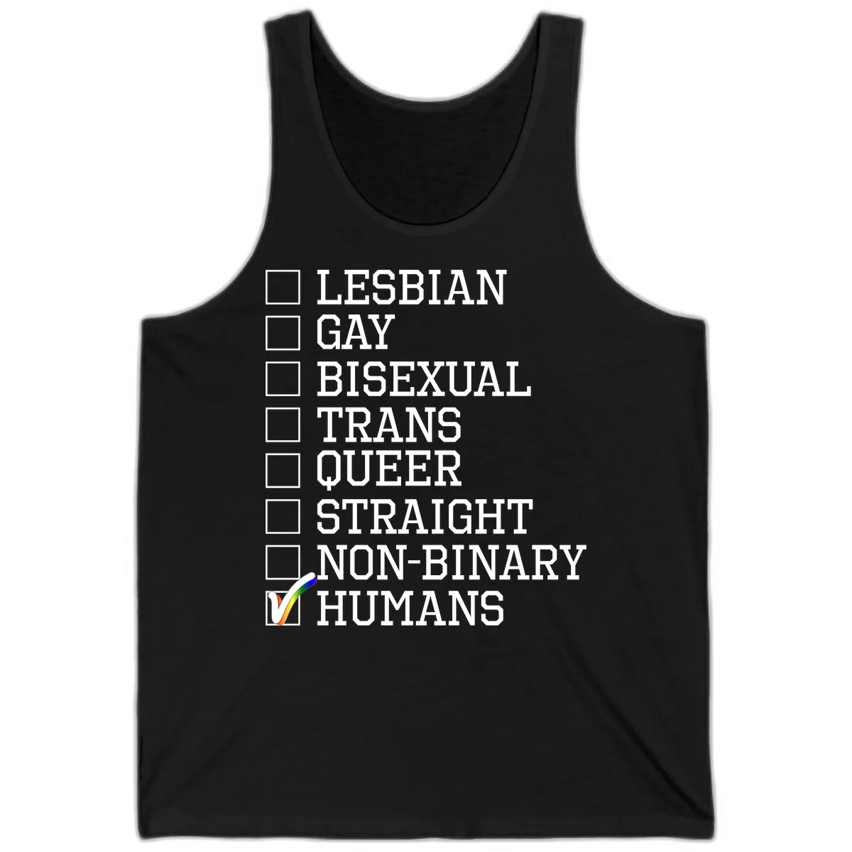 LGBTQ+ Pride Checklist Tank in Black