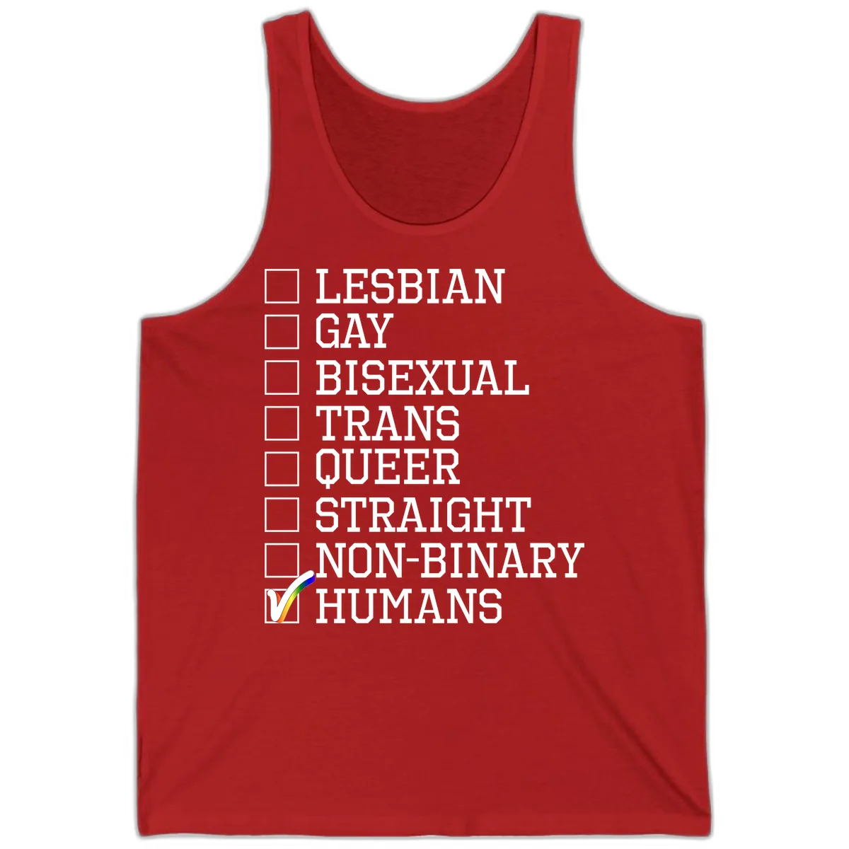 LGBTQ+ Pride Checklist Tank in Red