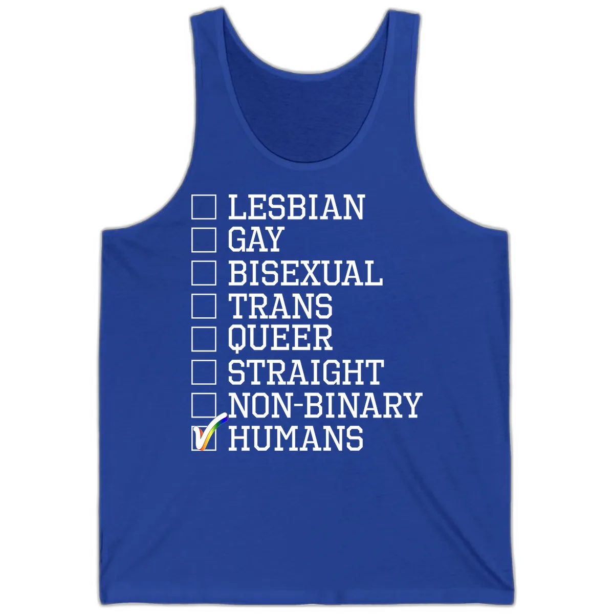 LGBTQ+ Pride Checklist Tank in True Royal