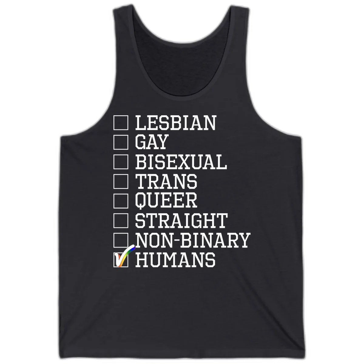 LGBTQ+ Pride Checklist Tank in Dark Grey
