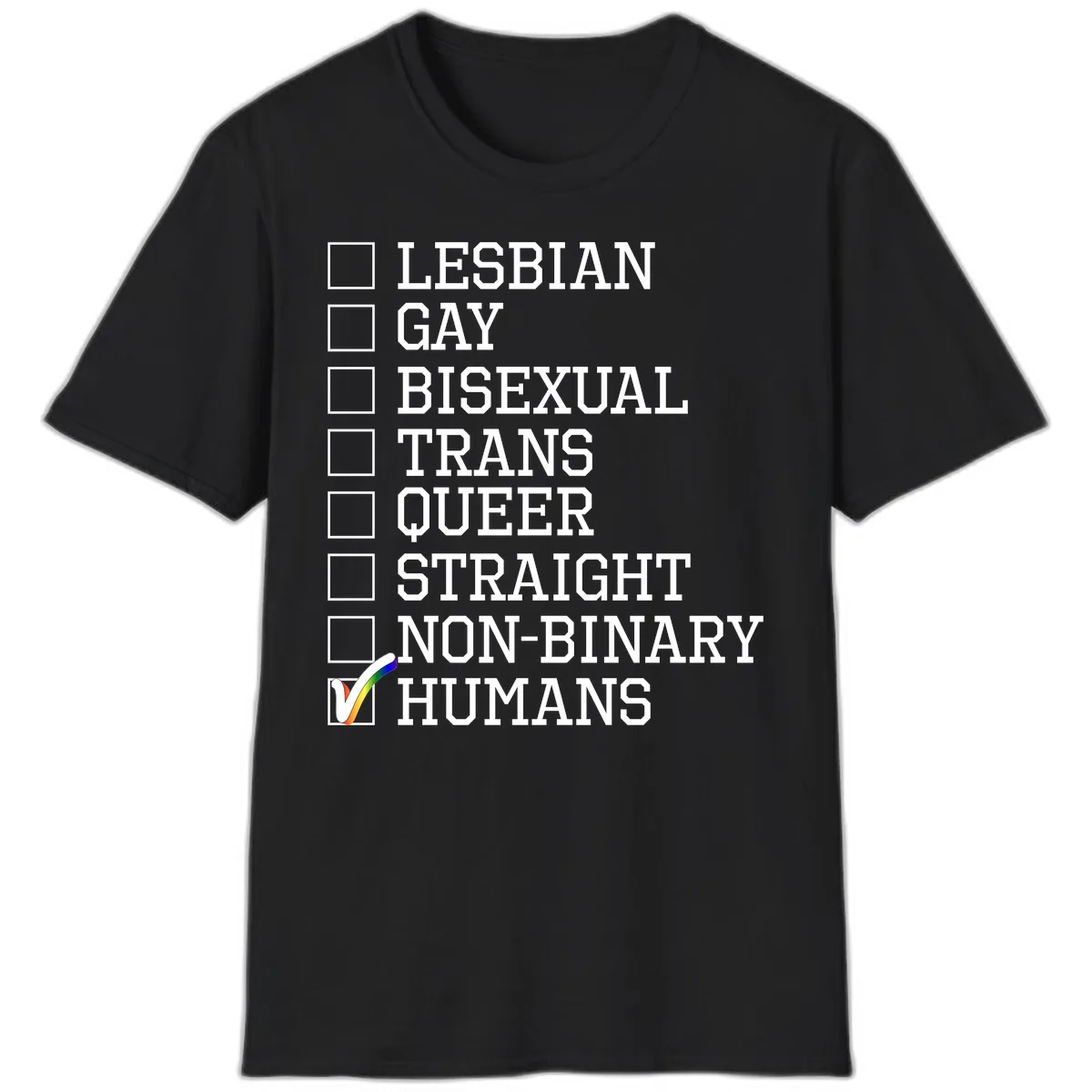 LGBTQ+ Pride Checklist T-Shirt in Black