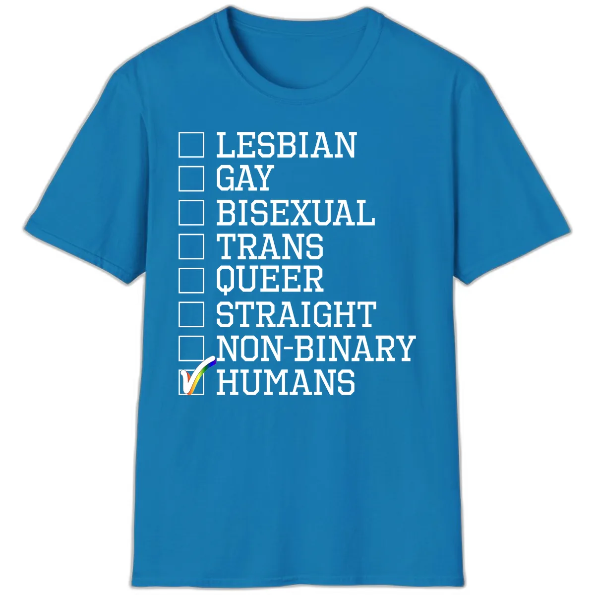 LGBTQ+ Pride Checklist T-Shirt in Sapphire