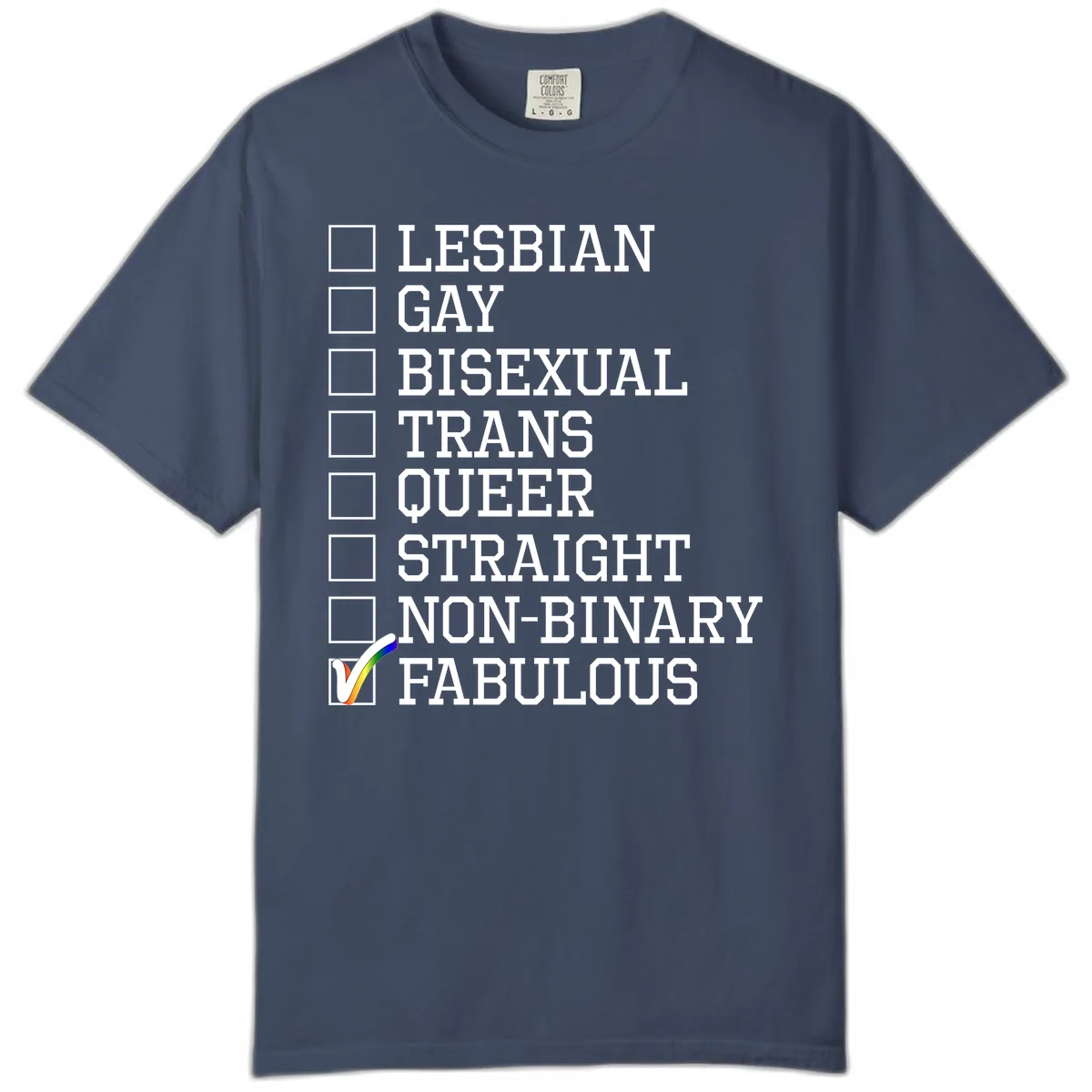 LGBTQ+ Pride Checklist Comfort Color in Midnight