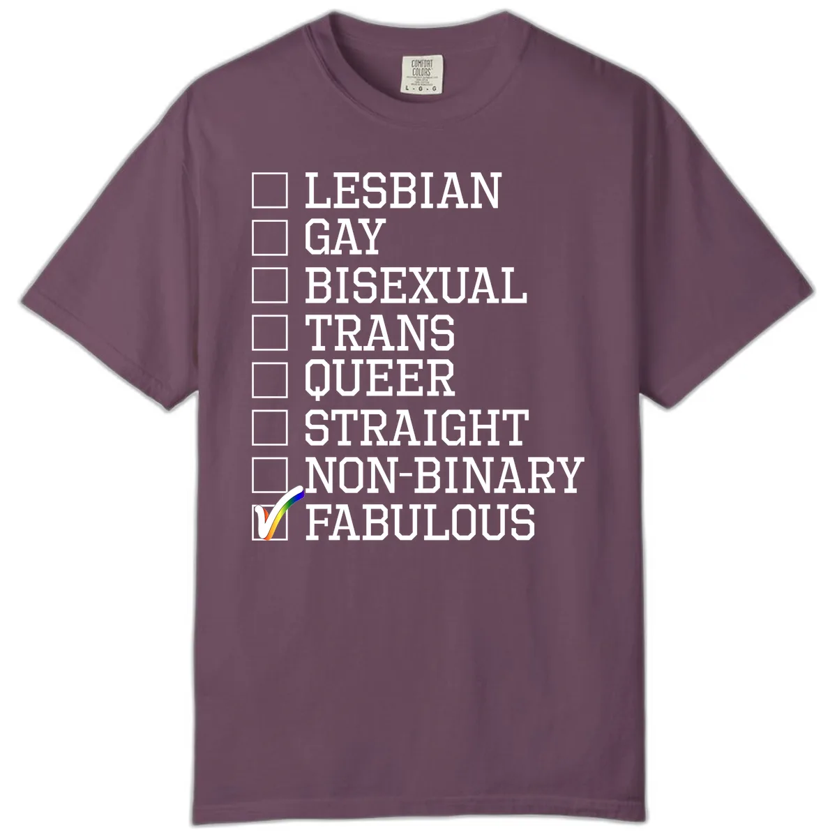 LGBTQ+ Pride Checklist Comfort Color in Berry